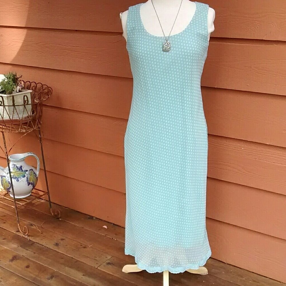 dressbarn Light Blue Polka Dot Midi Dress